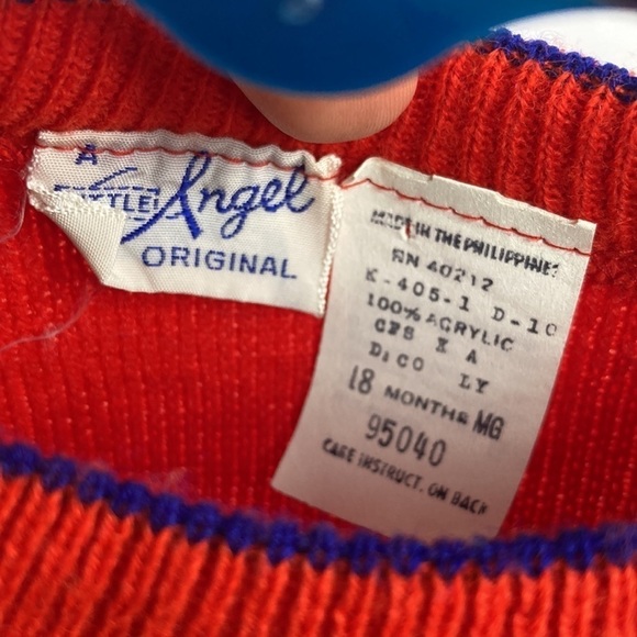 Vintage red short sleeve knit sweater All-Star onesie 18m - Picture 6 of 6